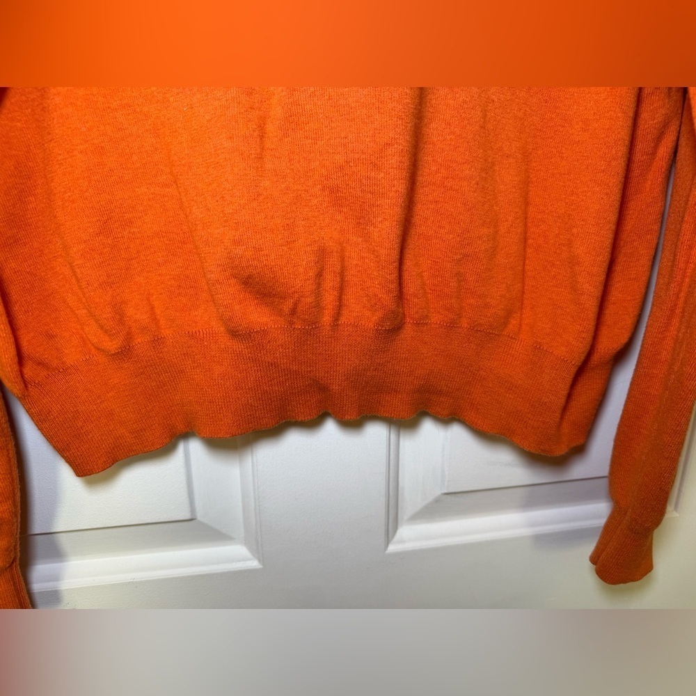 Polo Ralph Lauren Sweater Men's XL 100% Pima Cotton Orange Blue Pony V-Neck EUC - Picture 4 of 9